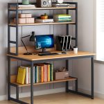 Tavolinë kompjuteri Damp, MDF ngjyrë natyrale-e zezë 100x60x154cm - Image 2