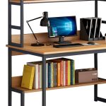 Tavolinë kompjuteri Damp, MDF ngjyrë natyrale-e zezë 100x60x154cm - Image 3