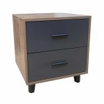 Komodinë anësore e shtratit Olino, melaminë arre-antracit 43x40x48cm