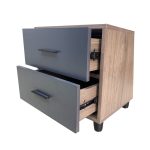 Komodinë anësore e shtratit Olino, melaminë arre-antracit 43x40x48cm - Image 3