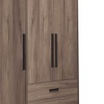 Garderobë me 3 dyer Edritte, me sirtarë, melaminë ngjyrë arre 120x52x195cm - Image 3