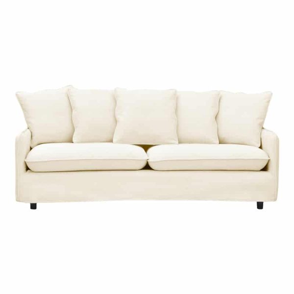 Divan 3 vendësh Interest, stof bezhë me pesë jastëkë 196x85x90cm