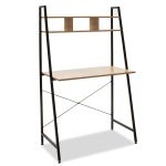 Tavolinë zyre me raft Ramon, ngjyrë lisi me kornizë metalike të zezë 84x46x142cm