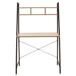 Tavolinë zyre me raft Ramon, ngjyrë lisi me kornizë metalike të zezë 84x46x142cm - Image 3