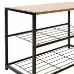 Mbajtëse këpucësh Ramon  6 çifte ngjyra moderne lisi me kornizë metalike të zezë 63x30x43cm - Image 3