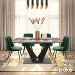 Gordon duke zgjeruar tryezën gri të çimentos lpl - këmba metalike e zezë 160-200x90x75cm - Image 2