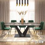 Gordon duke zgjeruar tryezën gri të çimentos lpl - këmba metalike e zezë 160-200x90x75cm - Image 3