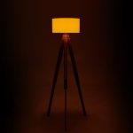 Llambë dyshemeje PWL-0112, E27 prej druri arre - dhe mbulesë ngjyrë ecru, D40x62x155,5εcm. - Image 3