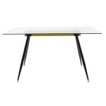 Dining trable Astrid  qelqi 10mm këmbët e zeza 140x80x75cm - Image 2