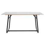 Tavolinë e ngrënies Revello, gur i sinteruar mermer i bardhë - dizajn këmbësh metalike të zeza 150x90x75cm - Image 3