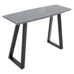 Konsol Rouse, MDF mermer i zi - këmbë metalike të zeza 120x40x78cm - Image 3