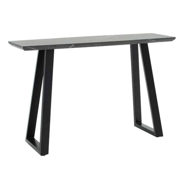 Konsol Rouse, MDF mermer i zi - këmbë metalike të zeza 120x40x78cm