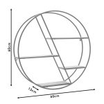 Raft muri Azira  metal në ngjyrë lisi të zi 60x13x60cm - Image 5