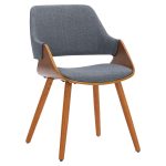 Karrige Allegra, me këmbë ngjyrë arrë dhe stof ngjyrë gri.