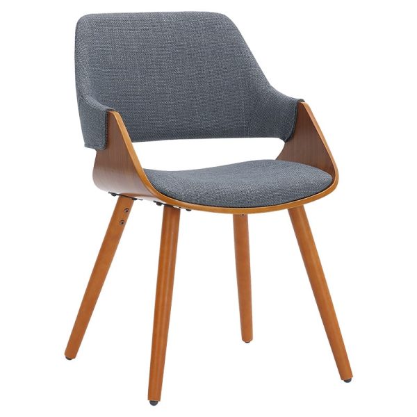 Karrige Allegra, me këmbë ngjyrë arrë dhe stof ngjyrë gri.