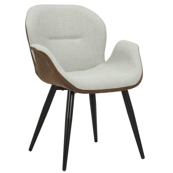 Karrige Danielle, stof bezhë dhe kafe, këmbë të zeza