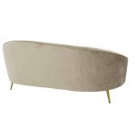Divani 3 vendesh Amora  në kadife beige - metal i artë 180x81x77cm - Image 5