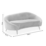 Divani 3 vendesh Amora  në kadife beige - metal i artë 180x81x77cm - Image 6