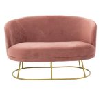 Divani 2 vendesh Gloria  në kadife molle të kalbur - metal i artë 132x82x83cm - Image 2