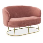 Divani 2 vendesh Gloria  në kadife molle të kalbur - metal i artë 132x82x83cm