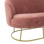 Divani 2 vendesh Gloria  në kadife molle të kalbur - metal i artë 132x82x83cm - Image 4