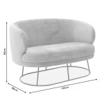 Divani 3 vendesh Amora  kadife gri e errët - metal i artë 180x81x77cm - Image 5