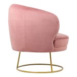 Karrige Rony, stof kadife dhe këmbë metalike ngjyrë molle-ari ,78x75x82cm - Image 2