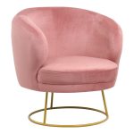 Karrige Rony, stof kadife dhe këmbë metalike ngjyrë molle-ari ,78x75x82cm