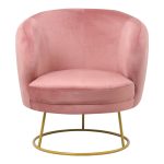 Karrige Rony, stof kadife dhe këmbë metalike ngjyrë molle-ari ,78x75x82cm - Image 3