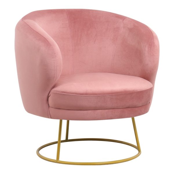 Karrige Rony, stof kadife dhe këmbë metalike ngjyrë molle-ari ,78x75x82cm