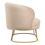 Divan 2 vendesh Rony, kadife ngjyrë bezhë-ari, këmbë metalike, 135x75x85cm - Image 2