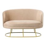 Divan 2 vendesh Rony, kadife ngjyrë bezhë-ari, këmbë metalike, 135x75x85cm - Image 3