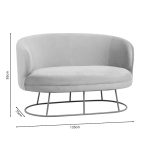 Divan 2 vendesh Rony, kadife ngjyrë bezhë-ari, këmbë metalike, 135x75x85cm - Image 5