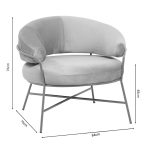 Fotele Malu, stof kadife ngjyrë rozë-kembe metalike ngjyrë ari, 84x79x76cm - Image 5