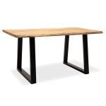 Tavolina e ngrënies Miles druri i ngurtë 4cm i zi me këmbë natyrore 160x90x79cm