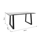Tavolina e ngrënies Miles  druri i ngurtë 4cm i zi 140x80x78cm - Image 4