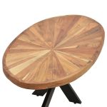 Tryezë ovale Fardy  druri akacie të ngurta natyrore-e zezë 120x60x45cm - Image 4