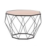 Tavolina e arkivolit Yanth Inart druri natyror-metal i zi 60x60x40cm