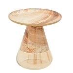 Tavolina e arkivolit Boundar Inart beige-gold metal-glass D50x49cm