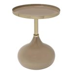 Tavolina e arkivolit Treil Inart beige-gold enamel metal D36x45cm