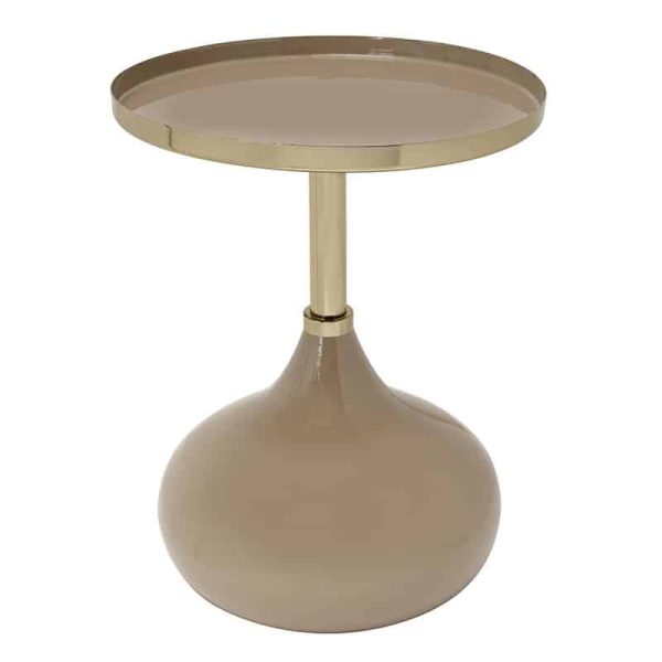 Tavolina e arkivolit Treil Inart beige-gold enamel metal D36x45cm
