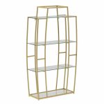 Raft muri Kramve Inart gold-transparent metal-glass 50x18x90cm