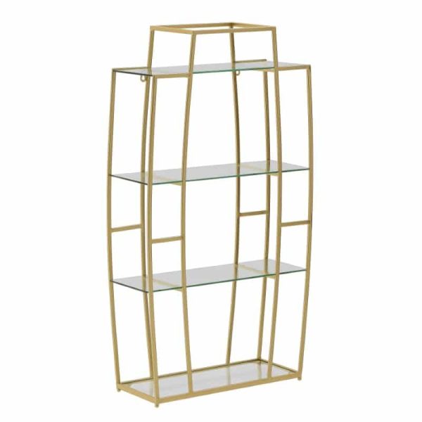 Raft muri Kramve Inart gold-transparent metal-glass 50x18x90cm