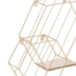 Raft mur 3 copë vendosur Inlo Inart ari-natyrore metalike-druri 34x11x30cm - Image 2