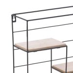 Raft muri Basami Inart black-natural metal-wood 30x11x30cm - Image 2