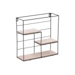 Raft muri Basami Inart black-natural metal-wood 30x11x30cm