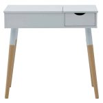 Tavolina e veshjes me pasqyrë Calpo Inart melamine e bardhë 80x40x76/114cm - Image 3