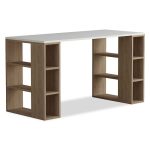 Tavoline pune Colmar, në ngjyrë të bardhë - lisi të errët, 140x60x75cm