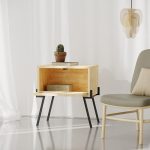 Nightstand Hamer  black-natural 48x34x51cm - Image 3