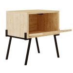 Nightstand Hamer  black-natural 48x34x51cm - Image 5